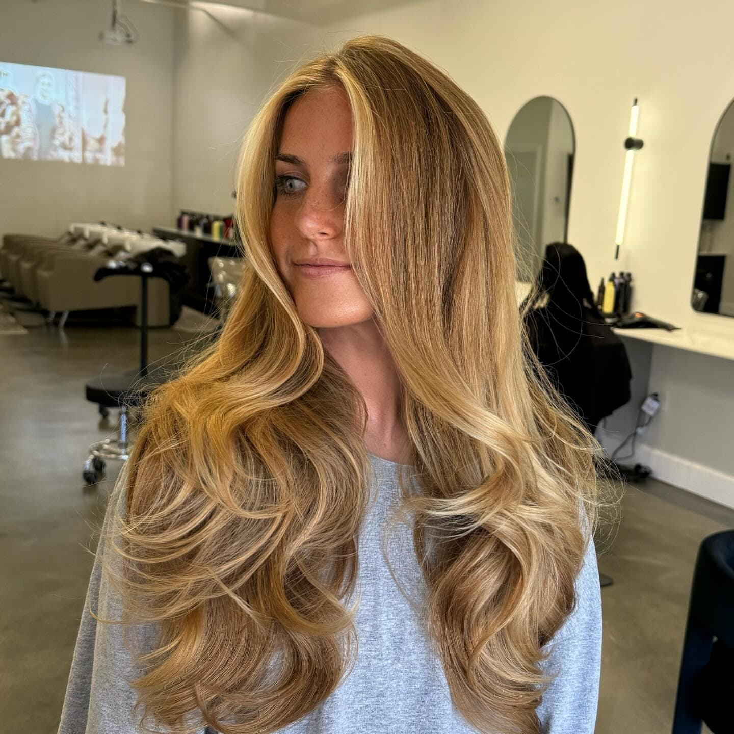 Golden blonde with butterfly layers